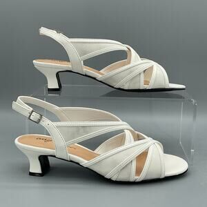 NEW Easy Street Women’s Tristen Dance Flex Outsole Sandals White Size 6.5N